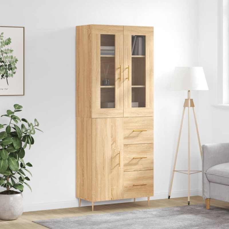 vidaXL Aparador alto madera contrachapada color roble 69,5x34x180 cm vidaXL Aparador alto madera contrachapada color roble 69,5x34x180 cm