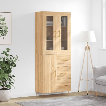 vidaXL Aparador alto madera contrachapada color roble 69,5x34x180 cm