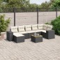 vidaXL Set de sofás de jardín 8 piezas y cojines ratán sintético negro vidaXL Set de sofás de jardín 8 piezas y cojines ratán sintético negro