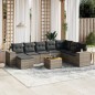 vidaXL Set de muebles de jardín 9 pzas y cojines ratán sintético gris vidaXL Set de muebles de jardín 9 pzas y cojines ratán sintético gris