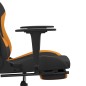 vidaXL Silla gaming con reposapiés tela negro y naranja vidaXL Silla gaming con reposapiés tela negro y naranja