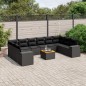 vidaXL Set de sofás de jardín 11 pzas y cojines ratán sintético negro vidaXL Set de sofás de jardín 11 pzas y cojines ratán sintético negro