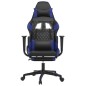 vidaXL Silla gaming con reposapiés cuero sintético negro azul vidaXL Silla gaming con reposapiés cuero sintético negro azul