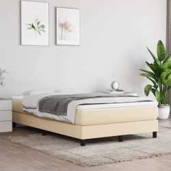 vidaXL Cama box spring con colchón tela color crema 120x200 cm