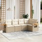 vidaXL Juego de sofás jardín con cojines 5 pzas ratán sintético beige vidaXL Juego de sofás jardín con cojines 5 pzas ratán sintético beige