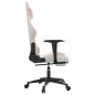 vidaXL Silla gaming con reposapiés cuero sintético blanco y rosa