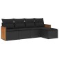 vidaXL Set de muebles de jardín 5 pzas y cojines ratán sintético negro vidaXL Set de muebles de jardín 5 pzas y cojines ratán sintético negro