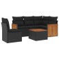 vidaXL Set de sofás de jardín 6 piezas y cojines ratán sintético negro vidaXL Set de sofás de jardín 6 piezas y cojines ratán sintético negro