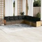vidaXL Set de muebles de jardín 9 pzas y cojines ratán sintético gris vidaXL Set de muebles de jardín 9 pzas y cojines ratán sintético gris