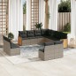 vidaXL Set de sofás de jardín 11 pzas y cojines ratán sintético gris vidaXL Set de sofás de jardín 11 pzas y cojines ratán sintético gris