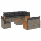 vidaXL Set de muebles de jardín 9 pzas y cojines ratán sintético gris