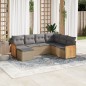 vidaXL Set sofás de jardín 7 piezas y cojines ratán sintético beige vidaXL Set sofás de jardín 7 piezas y cojines ratán sintético beige