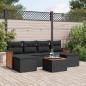 vidaXL Set de comedor de jardín 7 pzas y cojines ratán sintético negro vidaXL Set de comedor de jardín 7 pzas y cojines ratán sintético negro
