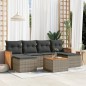 vidaXL Set de sofás de jardín 7 piezas con cojines ratán PE gris