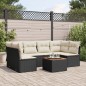 vidaXL Set de comedor de jardín 7 pzas y cojines ratán sintético negro vidaXL Set de comedor de jardín 7 pzas y cojines ratán sintético negro
