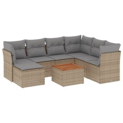 vidaXL Juego de sofás jardín con cojines beige mezcla 8 pzas ratán PE