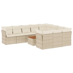 vidaXL Set de sofás de jardín 11pzas con cojines ratán sintético beige