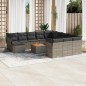 vidaXL Set sofás de jardín con cojines 13 piezas ratán sintético gris vidaXL Set sofás de jardín con cojines 13 piezas ratán sintético gris