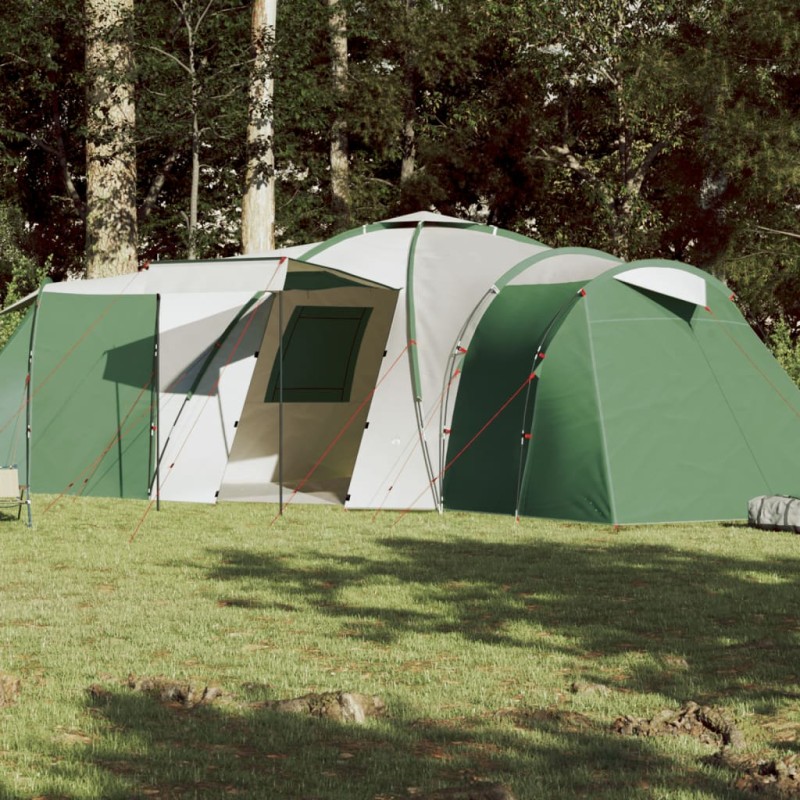 vidaXL Tienda de campaña 12 personas tafetán 185T verde 840x720x200 cm