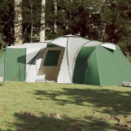 vidaXL Tienda de campaña 12 personas tafetán 185T verde 840x720x200 cm