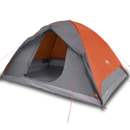 vidaXL Tienda de campaña 6 personas tafetán 190T gris y naranja
