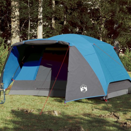 vidaXL Tienda de campaña 4 personas tafetán 190T azul 350x280x155 cm