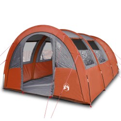 vidaXL Tienda de campaña 4 personas tafetán 185T gris y naranja
