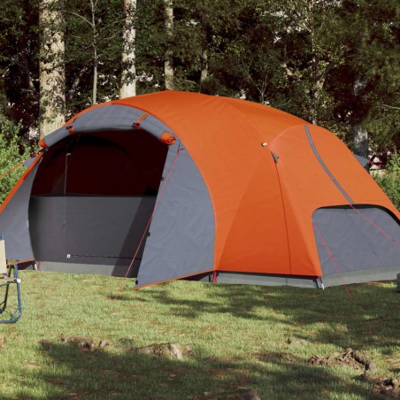 vidaXL Tienda de campaña 8 personas tafetán 190T gris y naranja