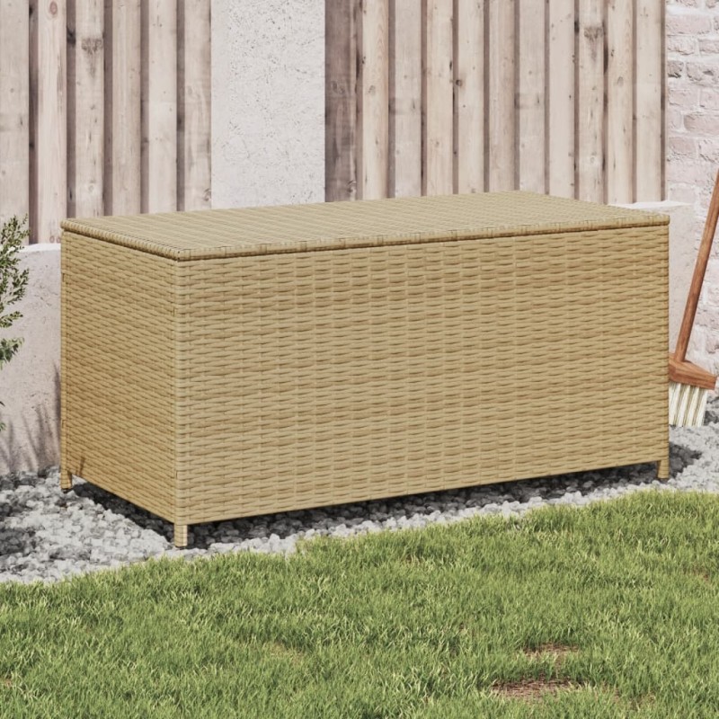 vidaXL Caja de almacenaje de jardín ratán sintético beige mezcla 190L vidaXL Caja de almacenaje de jardín ratán sintético beige mezcla 190L