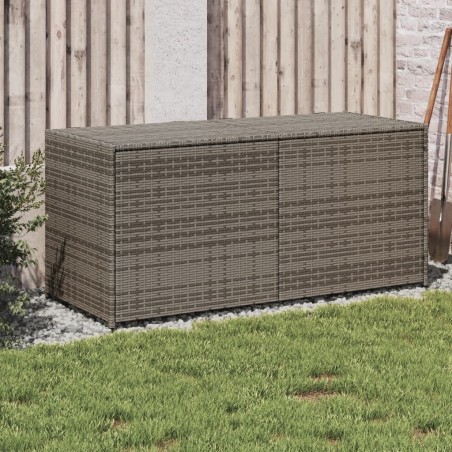 vidaXL Caja de almacenaje de jardín ratán sintético gris 283L