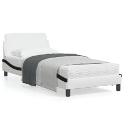 vidaXL Cama con cabecero cuero sintético blanco y negro 80x200 cm