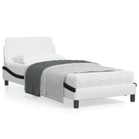 vidaXL Cama con cabecero cuero sintético blanco y negro 80x200 cm