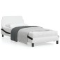 vidaXL Cama con cabecero cuero sintético blanco y negro 80x200 cm vidaXL Cama con cabecero cuero sintético blanco y negro 80x200 cm