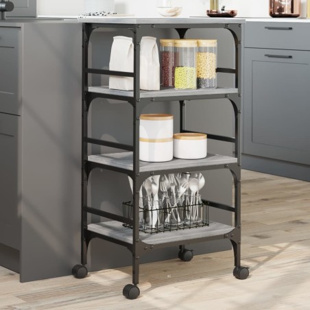 vidaXL Carrito de cocina madera ingeniería gris Sonoma 45x35x89,5 cm