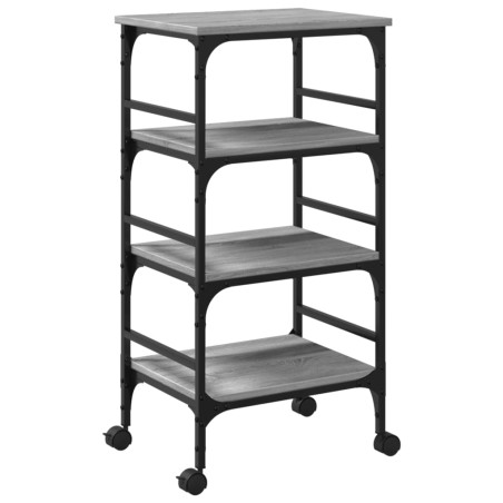 vidaXL Carrito de cocina madera ingeniería gris Sonoma 45x35x89,5 cm