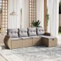 vidaXL Juego de sofás jardín con cojines beige mezcla 5 pzas ratán PE vidaXL Juego de sofás jardín con cojines beige mezcla 5 pzas ratán PE