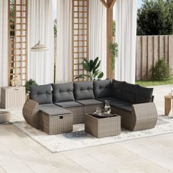 vidaXL Set de sofás de jardín 8 pzas y cojines ratán sintético gris