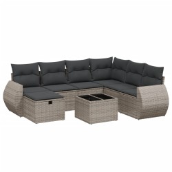 vidaXL Set de sofás de jardín 8 pzas y cojines ratán sintético gris