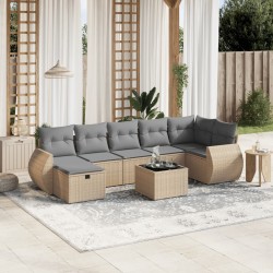 vidaXL Juego de sofás jardín con cojines beige mezcla 8 pzas ratán PE