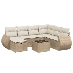 vidaXL Juego de sofás de jardín con cojines beige 8 pzas ratán PE