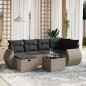 vidaXL Set de sofás de jardín 7 piezas con cojines ratán PE gris vidaXL Set de sofás de jardín 7 piezas con cojines ratán PE gris