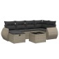 vidaXL Set de sofás de jardín 7 piezas con cojines ratán PE gris vidaXL Set de sofás de jardín 7 piezas con cojines ratán PE gris