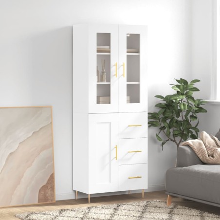 vidaXL Aparador alto madera contrachapada blanco 69,5x34x180 cm