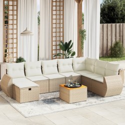 vidaXL Set de sofás de jardín 9 pzas con cojines ratán sintético beige