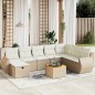 vidaXL Set de sofás de jardín 9 pzas con cojines ratán sintético beige vidaXL Set de sofás de jardín 9 pzas con cojines ratán sintético beige