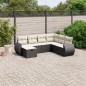 vidaXL Set de comedor de jardín 7 pzas y cojines ratán sintético negro vidaXL Set de comedor de jardín 7 pzas y cojines ratán sintético negro