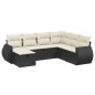vidaXL Set de comedor de jardín 7 pzas y cojines ratán sintético negro vidaXL Set de comedor de jardín 7 pzas y cojines ratán sintético negro