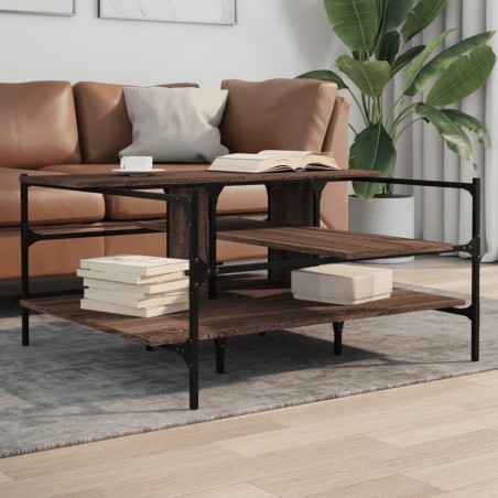 vidaXL Mesa de centro madera ingeniería roble marrón 100x100x48,5 cm