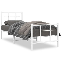 vidaXL Estructura cama metal con cabecero y pie cama blanca 75x190 cm