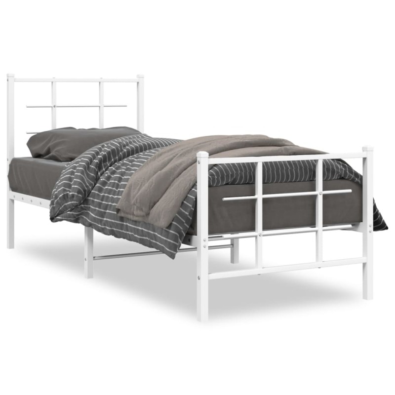 vidaXL Estructura cama metal con cabecero y pie cama blanca 75x190 cm vidaXL Estructura cama metal con cabecero y pie cama blanca 75x190 cm
